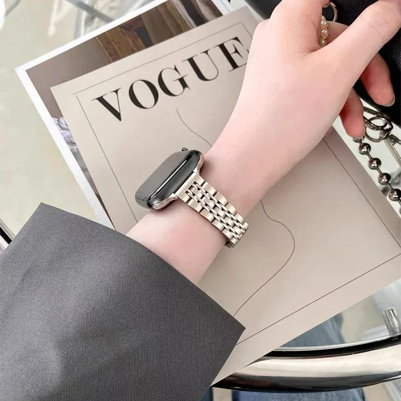 Women Slim Strap for Apple Watch Band Ultra 4 3 2 49mm 46mm 42mm 45mm 44mm Metal Wristband for IWatch Series 12 11 10 9 8 7 6 SE