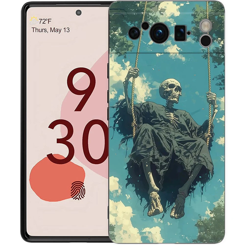 Grim Reaper Skull Phone Case For Google Pixel 10A 10 9 8 7 6 Pro XL 9A 8A 6A 7A 5G Soft Shockproof TPU Black Cover