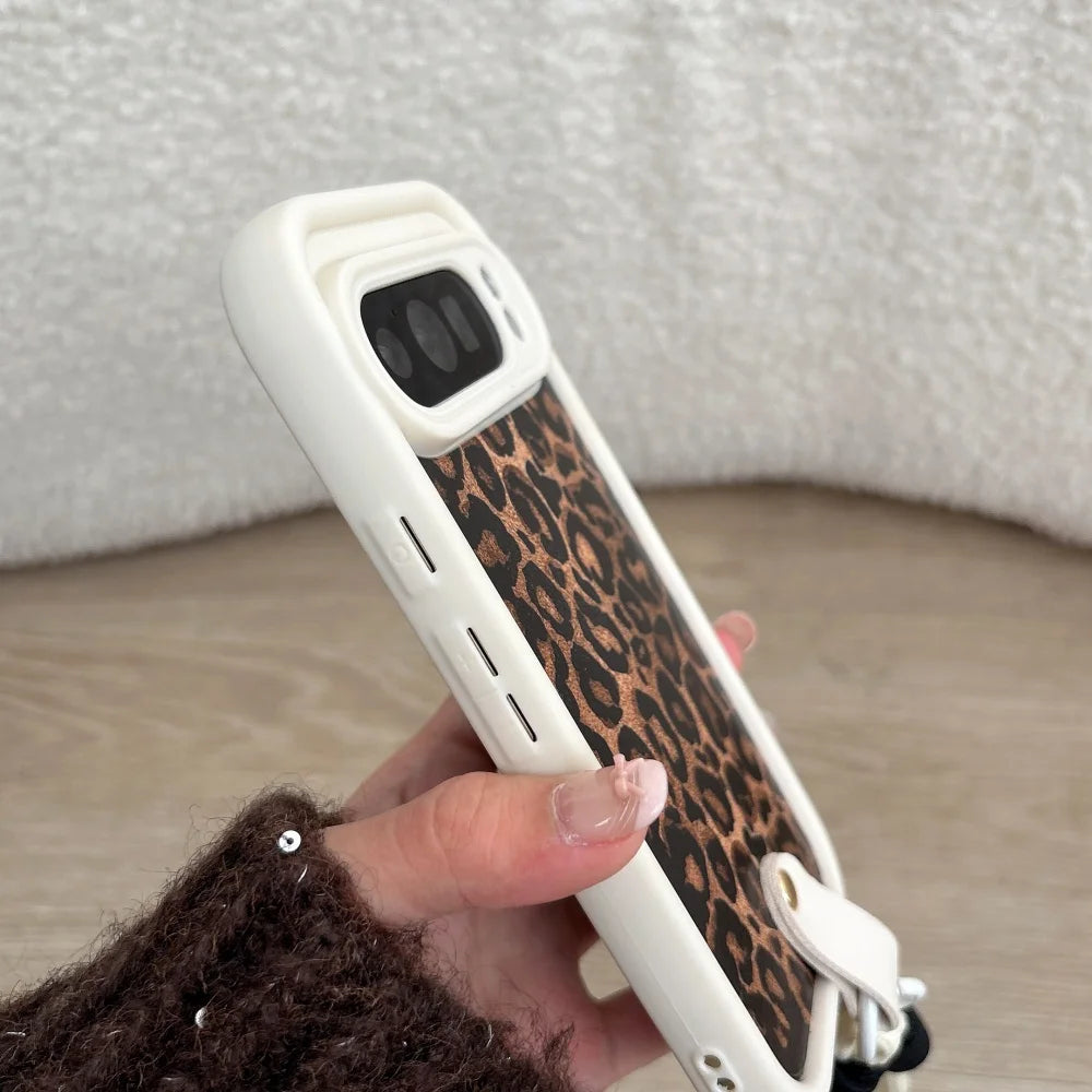 Winter Brown Silicone Leopard Wrist Strap Case For Google Pixel 7 8 9 10 Pro XL 7 8 9A Shockproof Bumper Nylon Lanyard New Cover