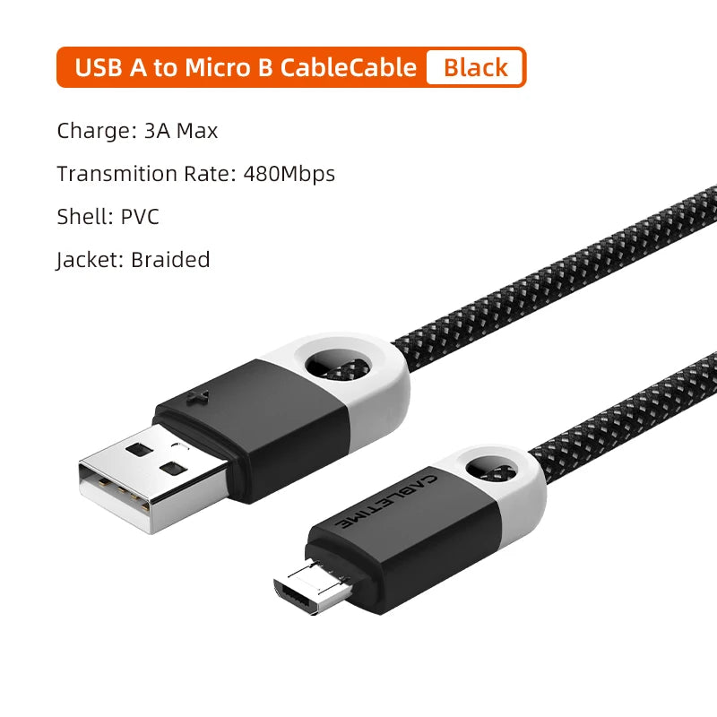 CABLETIME Micro USB Cable 3A  Fast Data charge Mobile Phone Micro USB Cable  for Xiaomi 10 Redmi Huawei LG Data Cable Cord