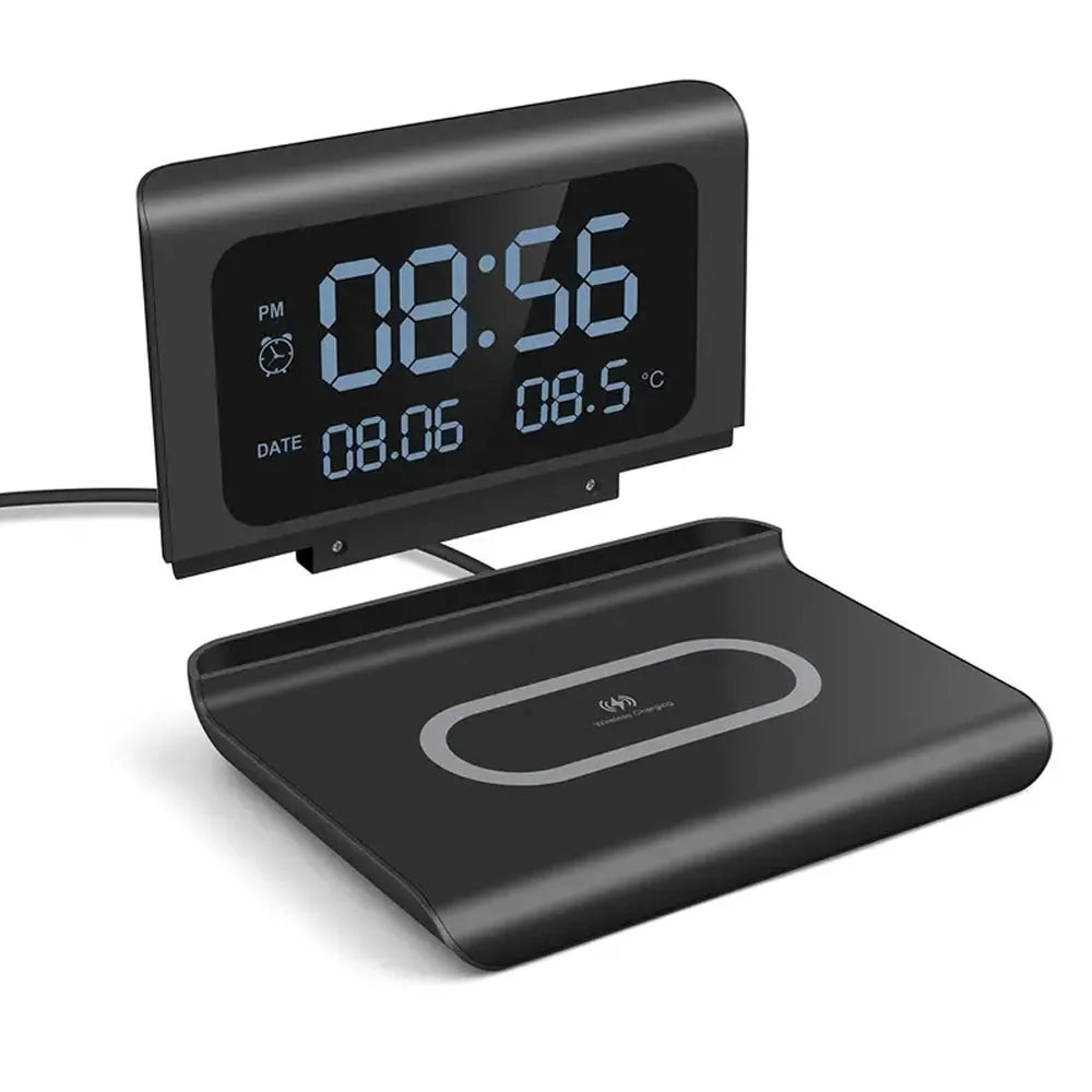 30W  Wireless Charger Stand with Alarm Clock & Thermometer | Compatible with iPhone 17-11/X, SamsungS25  , Xiaomi & All Qi Phone