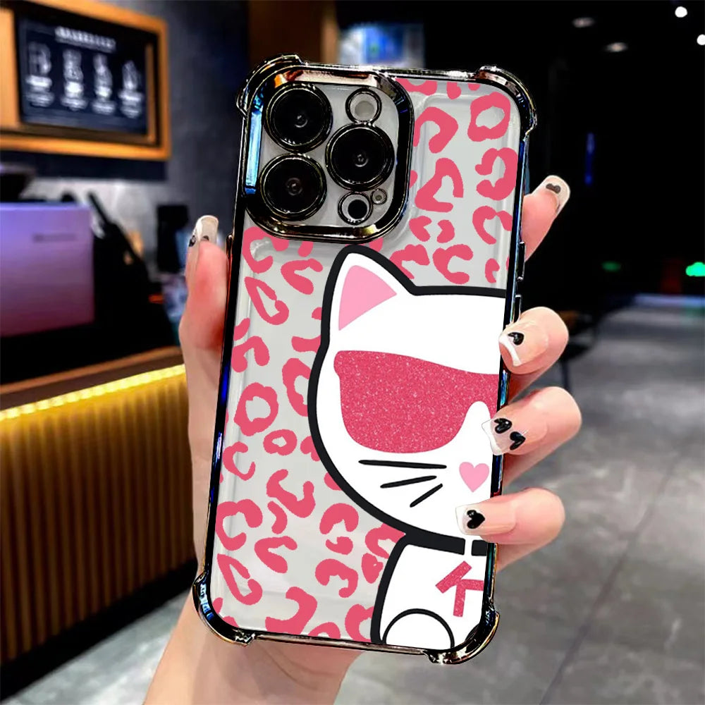 Creative Luxury k-Karls-Pattern Plating Phone Case For Samsung S26 S25 S24 S23 S22 S21 S20 FE Note20 Edge Plus Ultra 4G 5G Cover