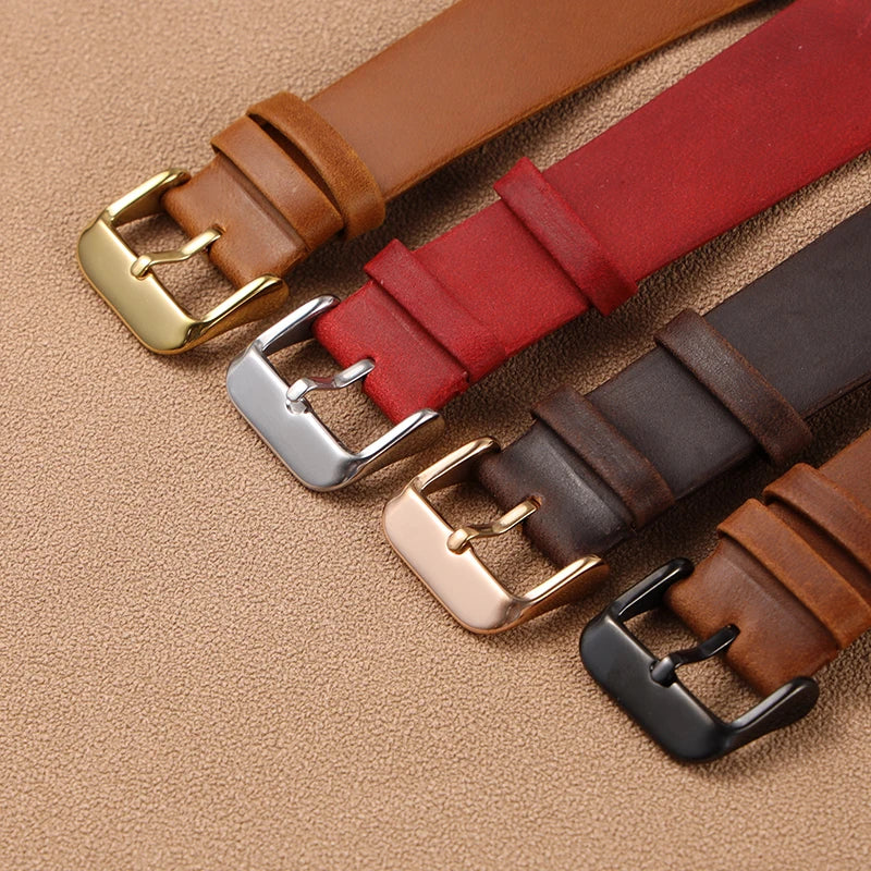 Vintage Handmade Genuine Leather Watchband 18 20 22MM Old Brown Black Soft Men's Watch Strap