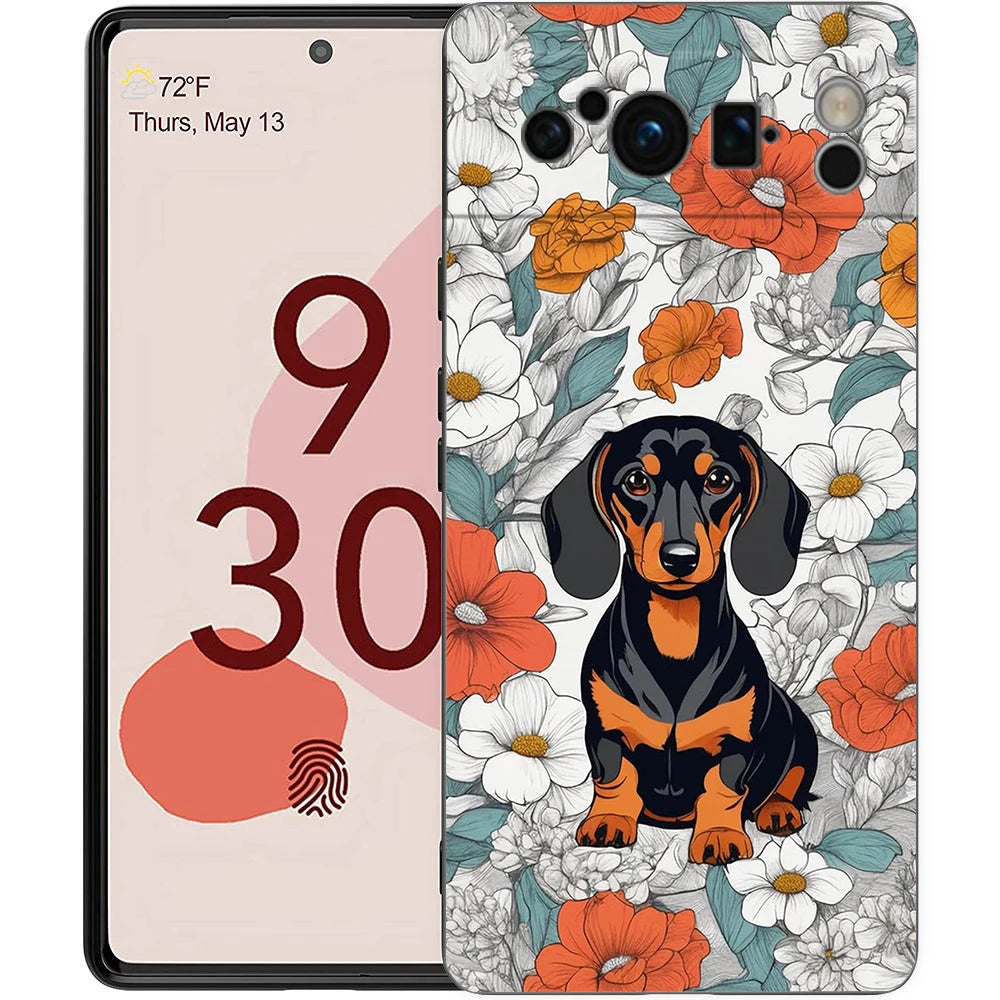 Cute Dachshund Bulldog Phone Case For Google Pixel 10A 10 9 8 7 6 Pro XL 9A 8A 6A 7A 5G Soft Shockproof TPU Black Cover