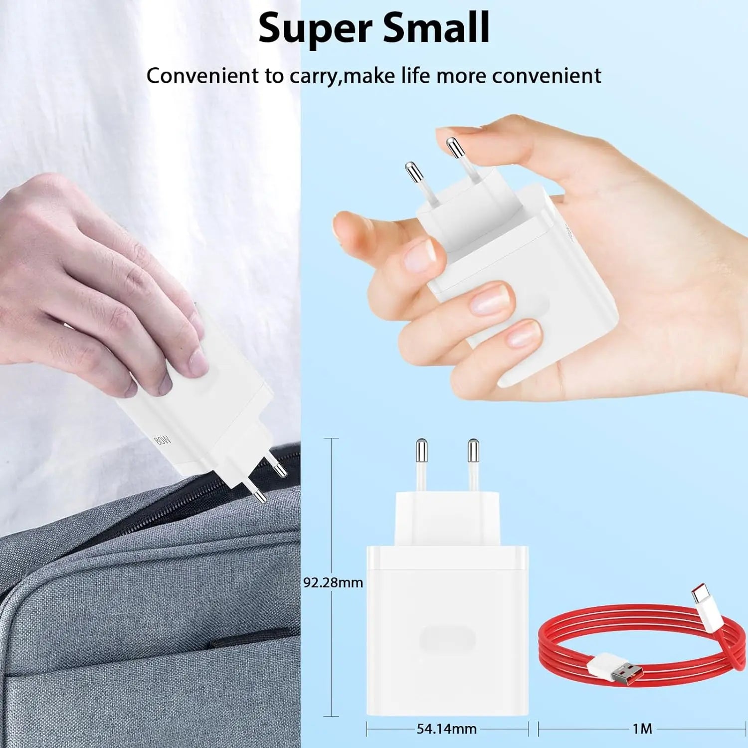 EU Plug 80W Ultra Fast Charger For OnePlus 8 9 10 11 12 13 Nord 2 2T N200 N300 5G OPPO Realme Type C USB SuperVooc Charge Cable