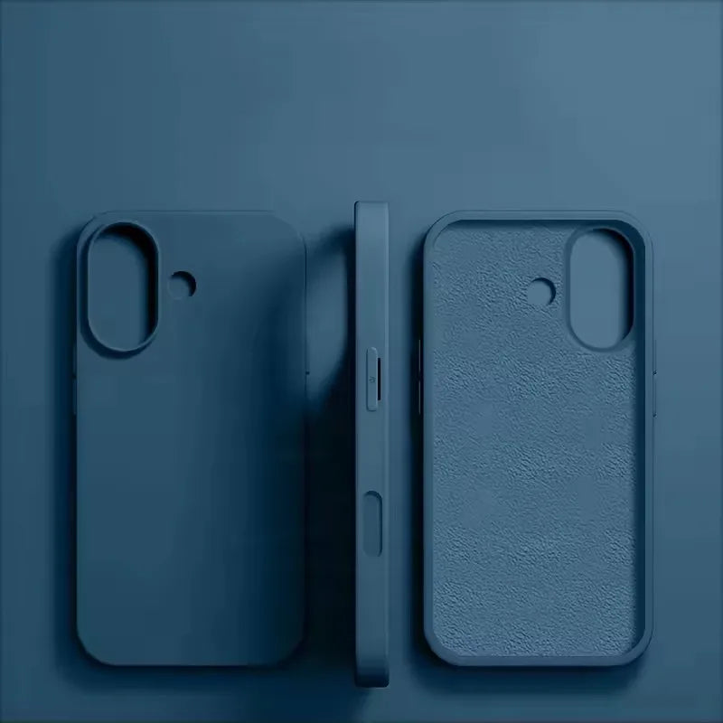 For iPhone 16 15 14 13 12 11 Pro Max Plus Luxury Liquid Silicone Phone Case NEW Matte Shockproof Cover Soft TPU Protective Shell