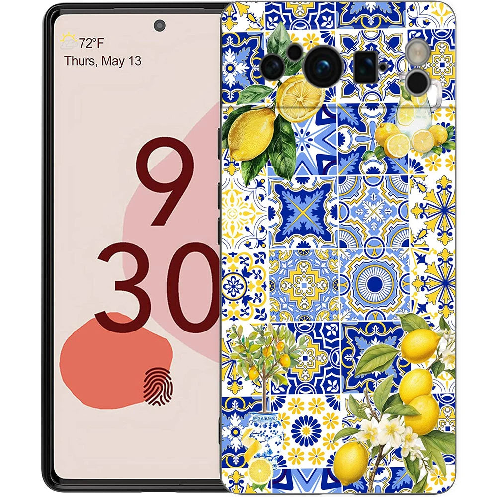 Summer Fruits Lemon Print Phone Case For Google Pixel 10A 10 9 8 7 6 Pro XL 9A 8A 6A 7A 5G Soft Shockproof TPU Black Cover