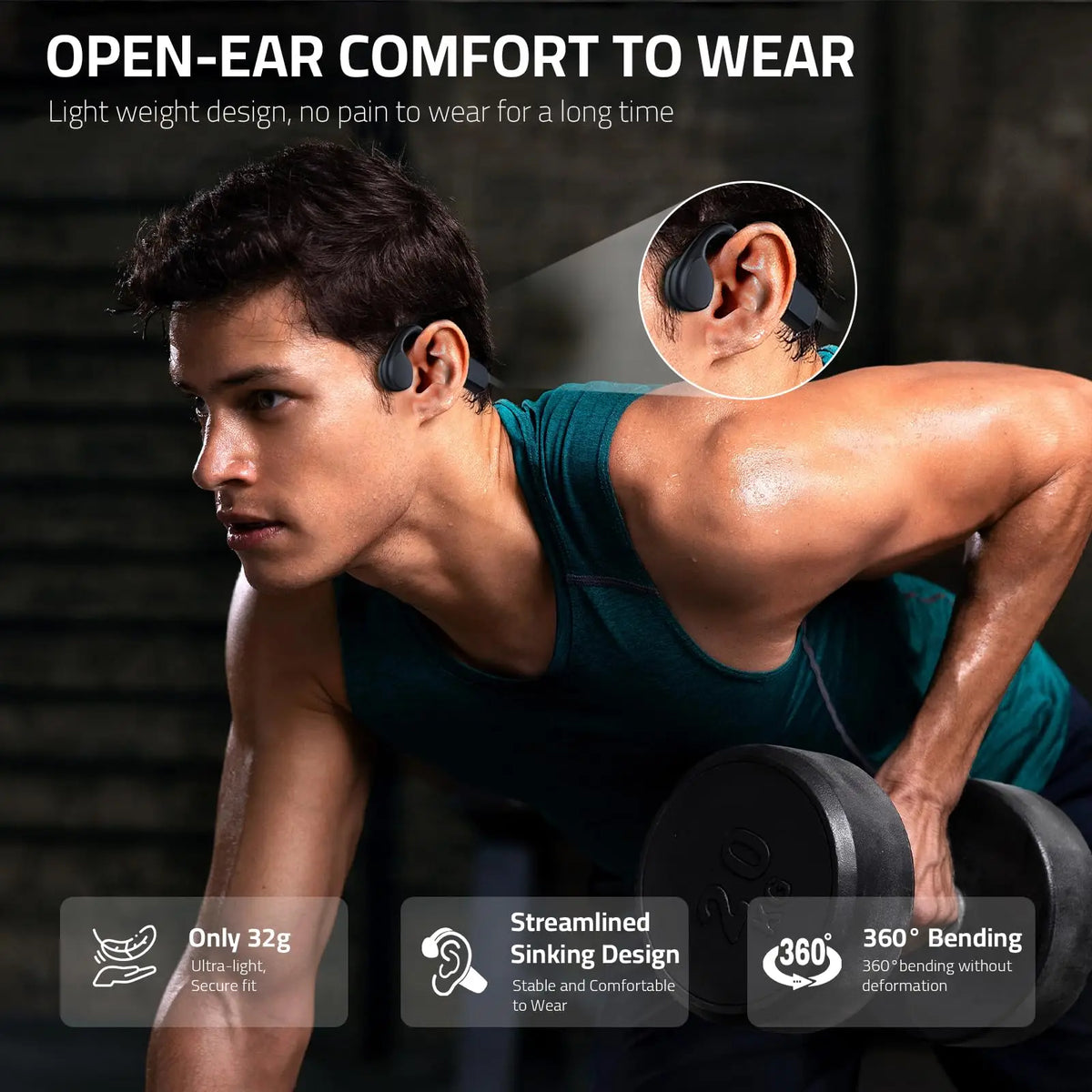 for Shokz Bone Conduction Bluetooth Headphones 32G Memory Sports for Run Waterproof Swimming Headsets for AfterShokz OpenSwim