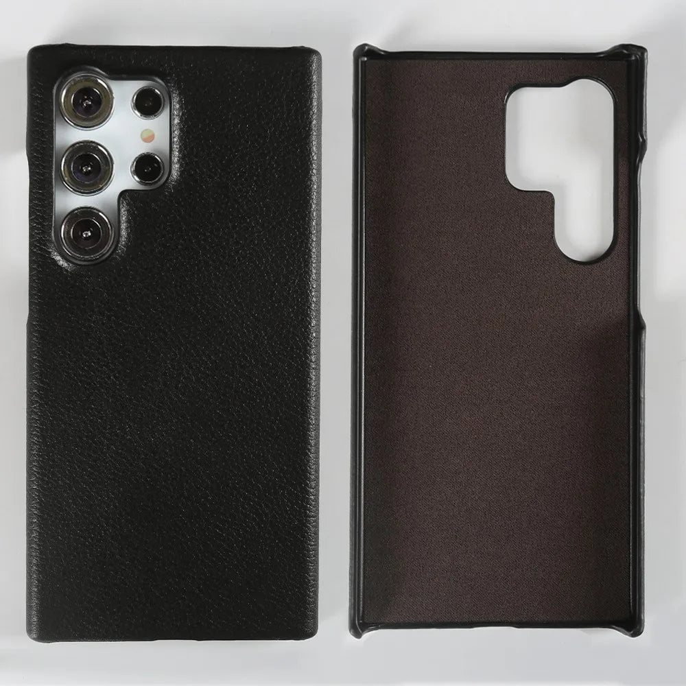 Luxury Genuine Leather Case for Samsung Galaxy S24 Ultra S23 S22Plus S21FE S20 Real Cowhide Leather Phone Cover Back Shell Coque