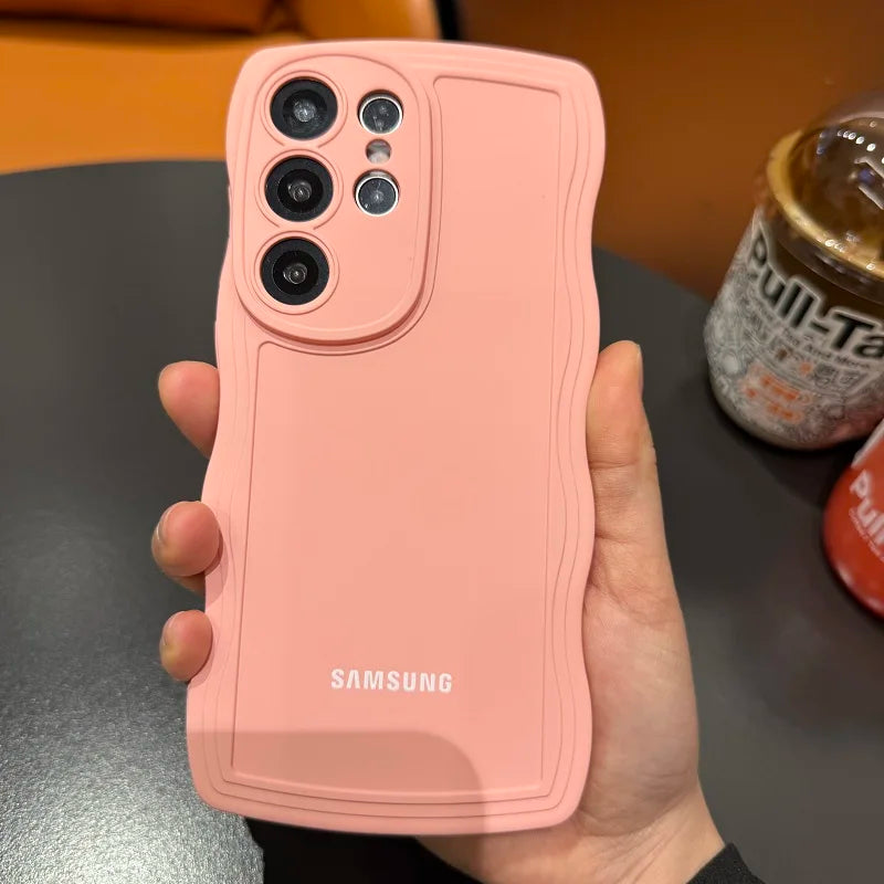 Big Wave Liquid Silicone Case For Samsung Galaxy S26 S25 S24 S23 S22 S21 S20 Ultra Plus S21 S20 FE Shockproof Plain Soft Cover