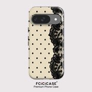 Fcicicase Lace Circular Dots Print Phone Case For Google Pixel 10A 7A 8A 10 9 Pro XL 10 9 8 Pro Anti-Drop Dual Layer Cover