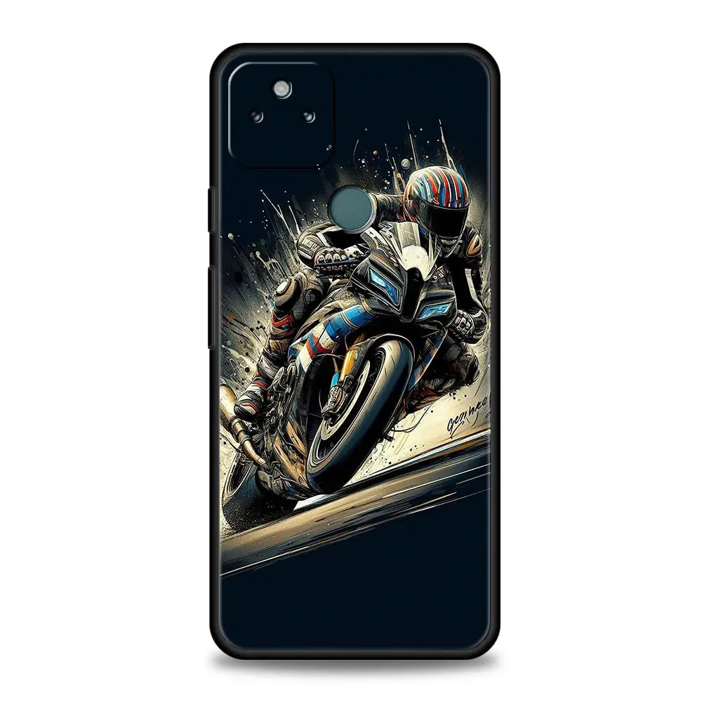 Phone Case Cover for Google Pixel 10 9 8 7 6 9A 8A 7A 6A Pro Shockproof Soft TPU 10 9 Pro XL Shell Capas Motorcycle Rider Fundas