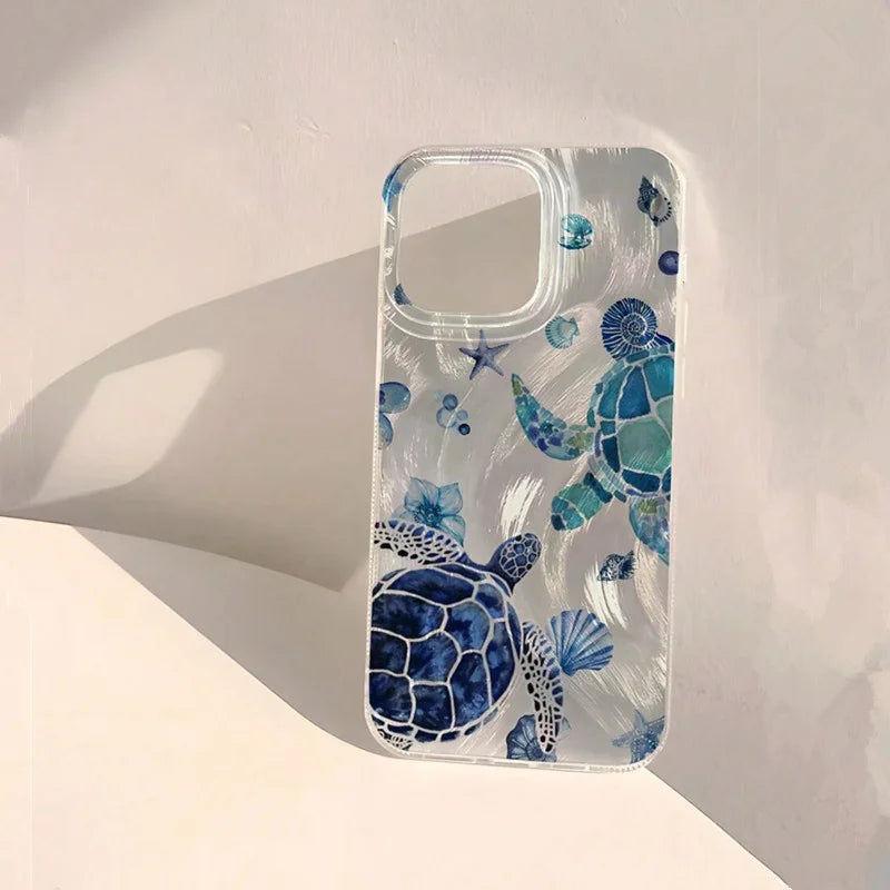 Summer Cool Turtle Pattern IMD Phone Case for Samsung A55 5G A35 A15 A34 A16 S25 S24 S23 FE Plus S22 S21 Ultra Glossy Cover