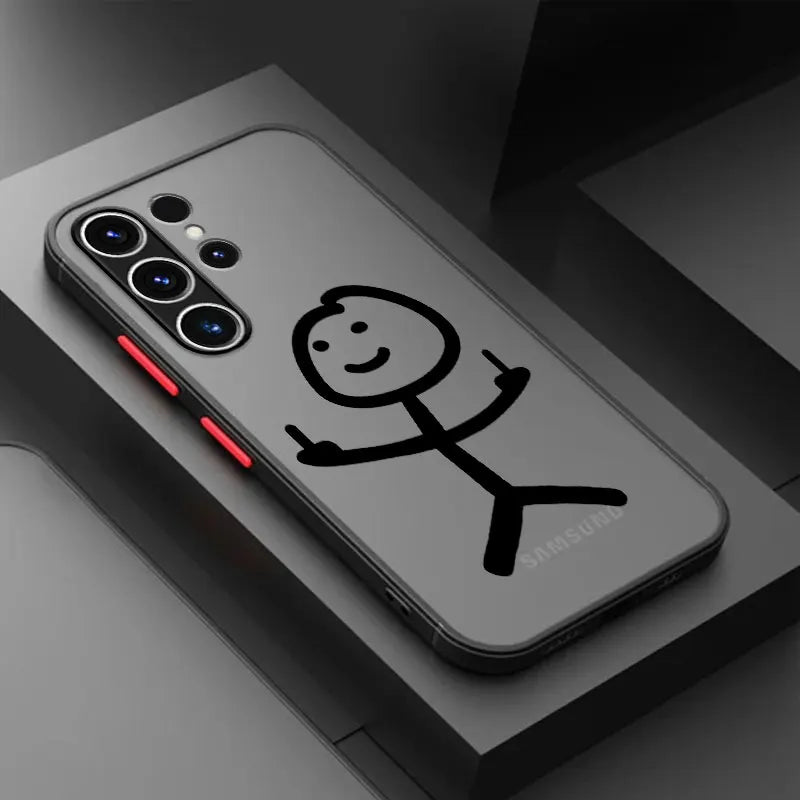 Cute Funny Matchman Phone Case For Samsung S23 S22 Ulrta 5G S21 FE S20 Plus S10e Soft Silicone Edge Cover Matte PC Capas Fashion