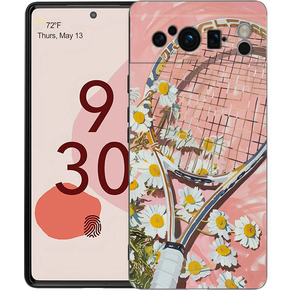 Sport Tennis Phone Case For Google Pixel 10A 10 9 8 7 6 Pro XL 9A 8A 6A 7A 5G Soft Shockproof TPU Black Cover