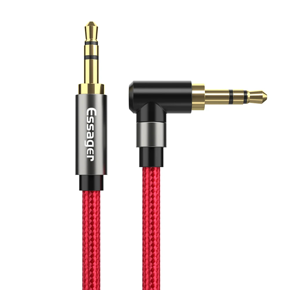 Essager Audio Cable Jack 3.5mm Male to Male Speaker Cord 90Degree Right Angle AUX Cable For Xiaomi Headphone Extension Wire Line