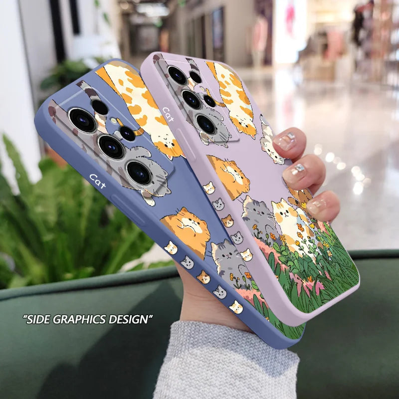 Lovely cat Phone Case For Samsung Galaxy S25 S24 S23 S22 S21 S20 Ultra FE S10 S10E Plus Note 20 Ultra Silicone Cover
