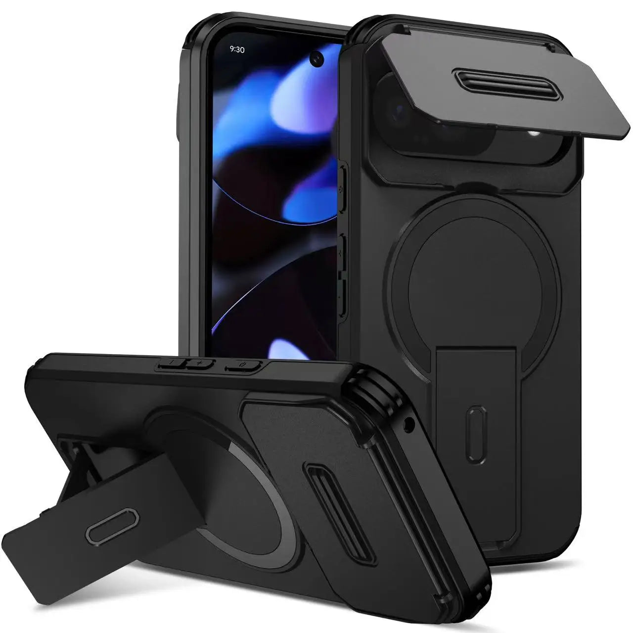 Armor Shockproof Magnetic Case For Google Pixel 10 9 Pro XL 9A Lens Protection Stand Bracket Wireless Charging For Magsafe Cover