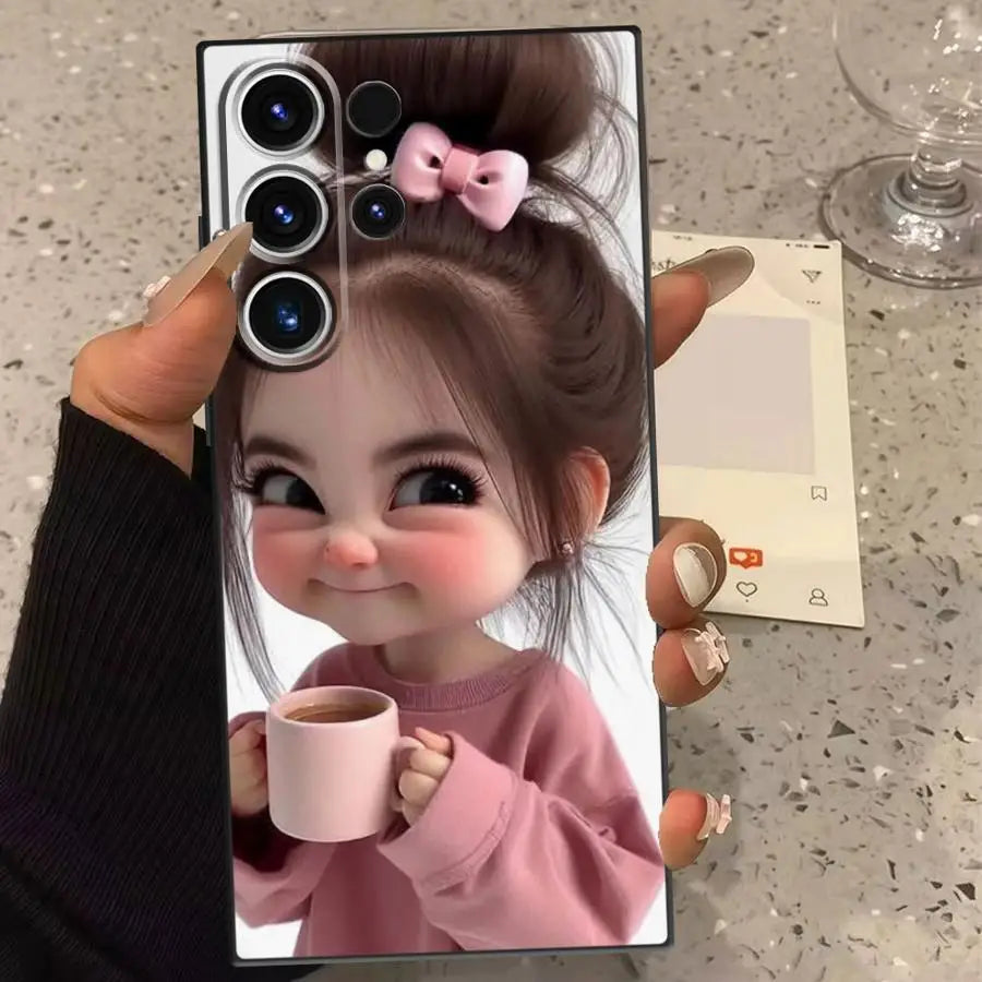 Pouting For Cuteness Girl Case for Samsung Galaxy S26 Ultra S20 FE S21 S22 Note 20 10 S25 Plus S24 S23 Phone Cover