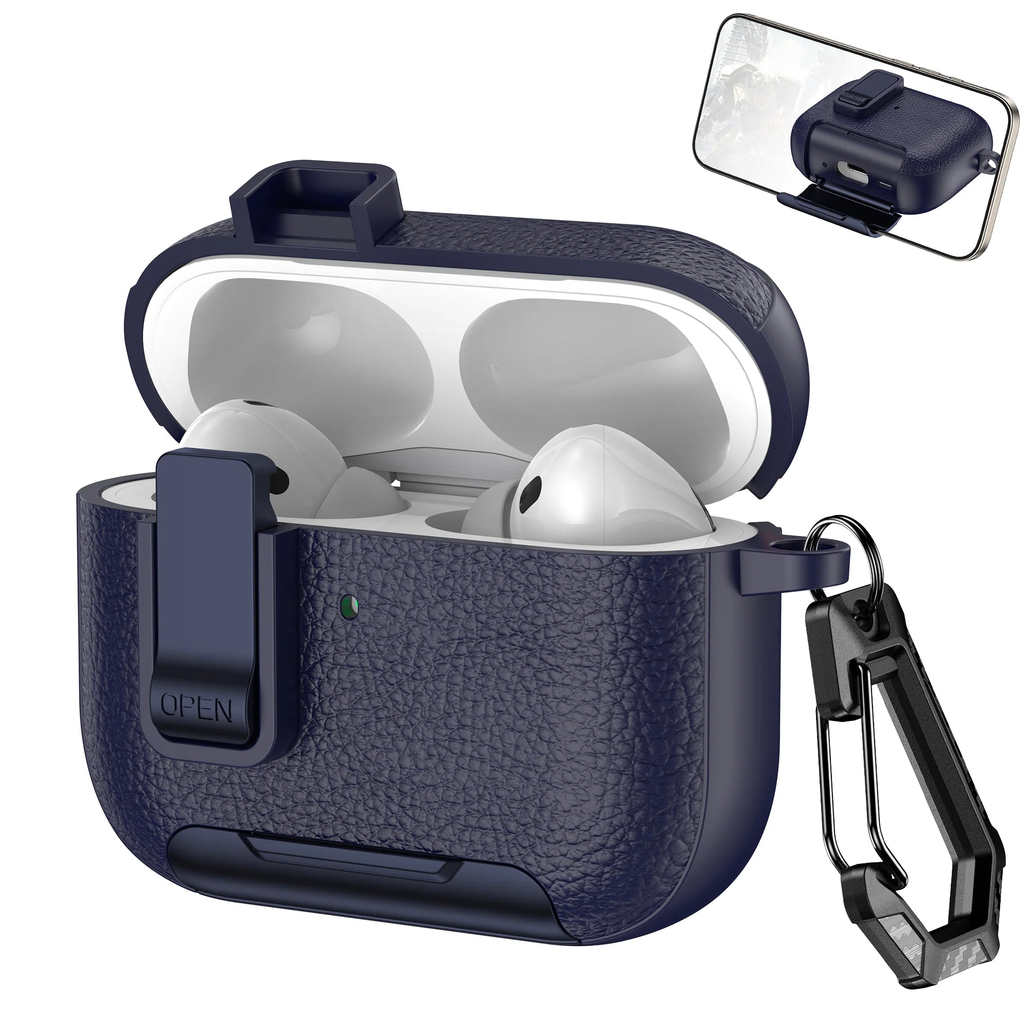 New Earphone Cover For AirPods Pro 3 3rd Generation Protective Case With Secure Lock Invisible Phone Stand Leather Texture Cover