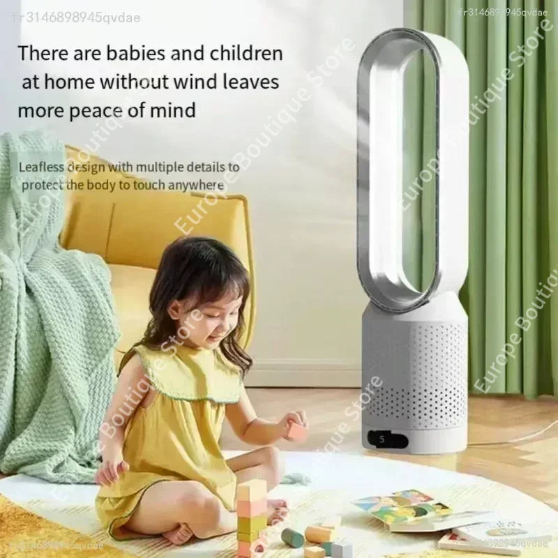 2026 Space Saving Bladeless Tower Fan Energy Saving Air Purifier Circulator Ultra Quiet Fan for Home Dorm Office