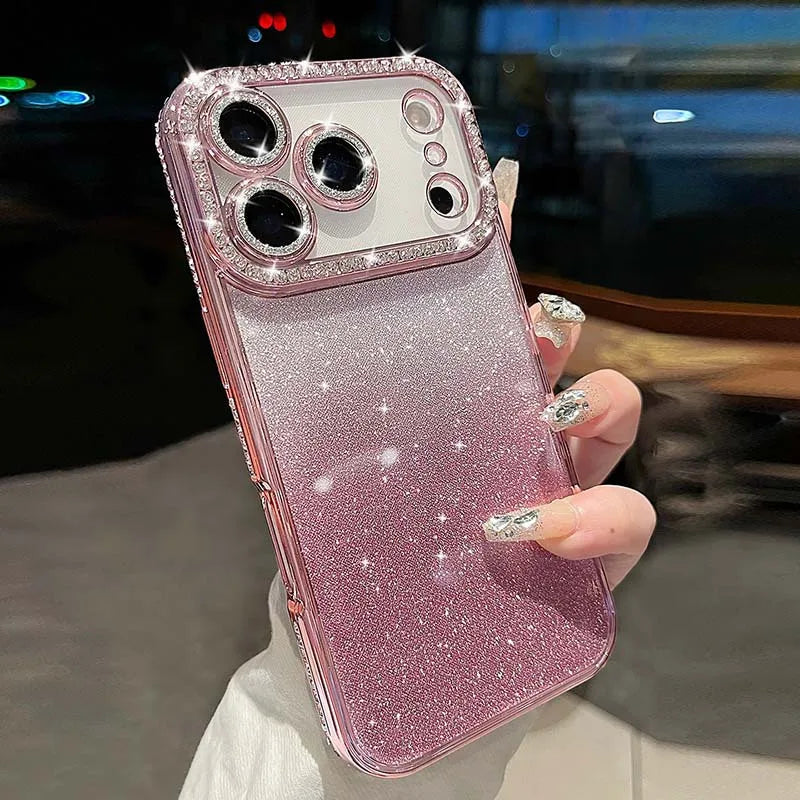 Luxury Diamond Glitter Phone Case For iPhone 17 Pro Max 17E Air 16 16E 15 14 13 12 11 Pro Max Plus Shockproof Women Phone Cover