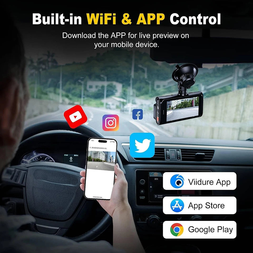ACCEO Dash Cam 4k Front Lens Car Driving Recorder Built-in WiFi Optional 2K Rear Camera HD Night Vision Support GPS Car DVR
