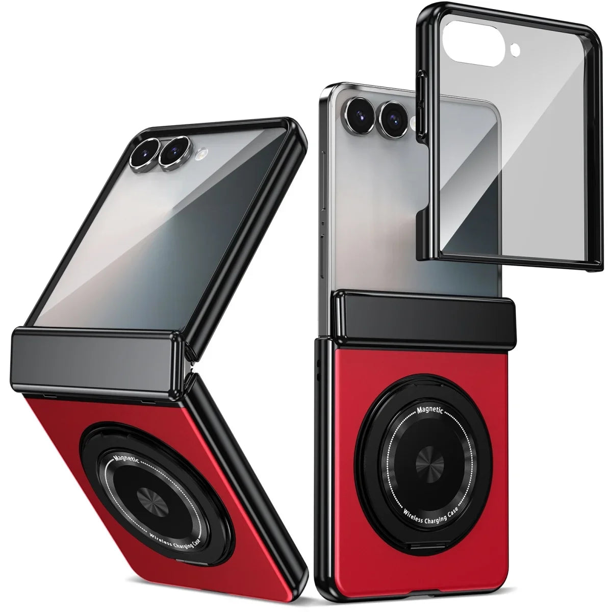 360° Rotating Ring Stand Magnetic Hinge Protective Phone Case for Samsung Galaxy Z Flip 8 7 FE 6 5 4 3 with Screen Film Cover