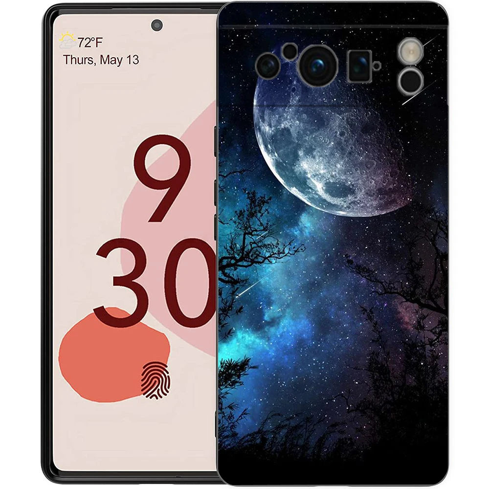 Moon On The Branch Phone Case For Google Pixel 9 8 9A 8A 7 7A 6 Pro XL 6A 5G Black Soft Back Luxury TPU Cover