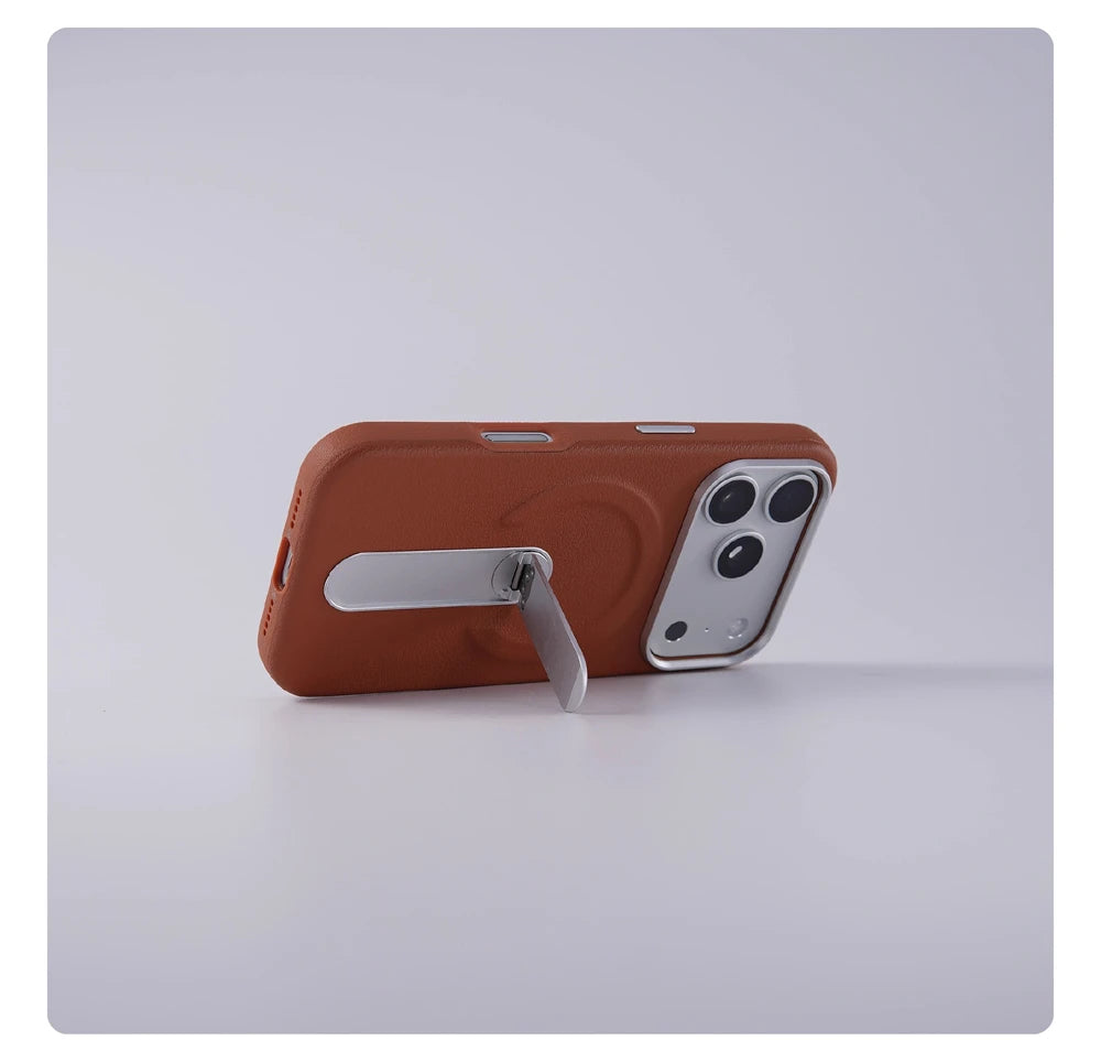 Luxury Rotation KickStand Business Leather Case For iPhone 18 17 Pro Max 16 15 14 13 For MagSafe Magnetic Matte Shockproof Cover