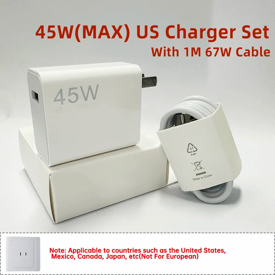 Oirginal XIAOMI 45W Charger Type C Turbo Charge Fast Charging Adapter Redmi Note 15 14 13 12 11 X Pro 10t Poco M7 X7 K40 Pad 6