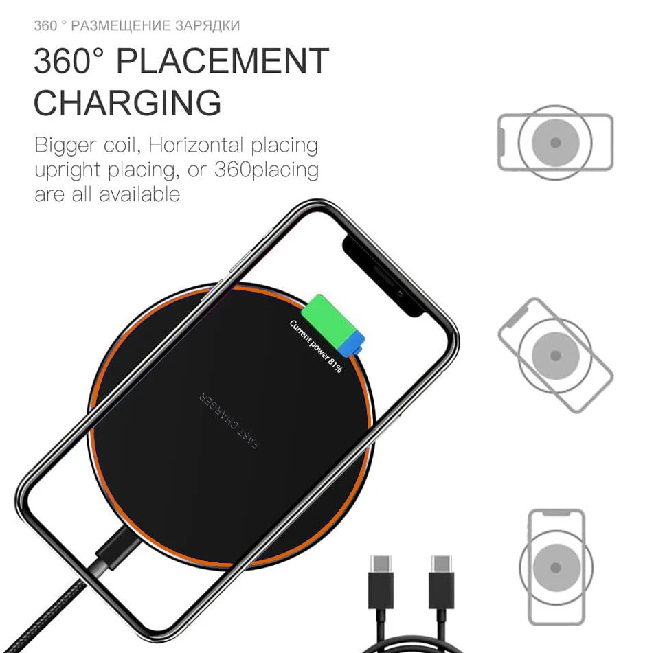 30W Fast Wireless Charger Compatible with iPhone 17‑12 Pro Max, Galaxy S25‑S20, Huawei, Xiaomi & Google Pixel