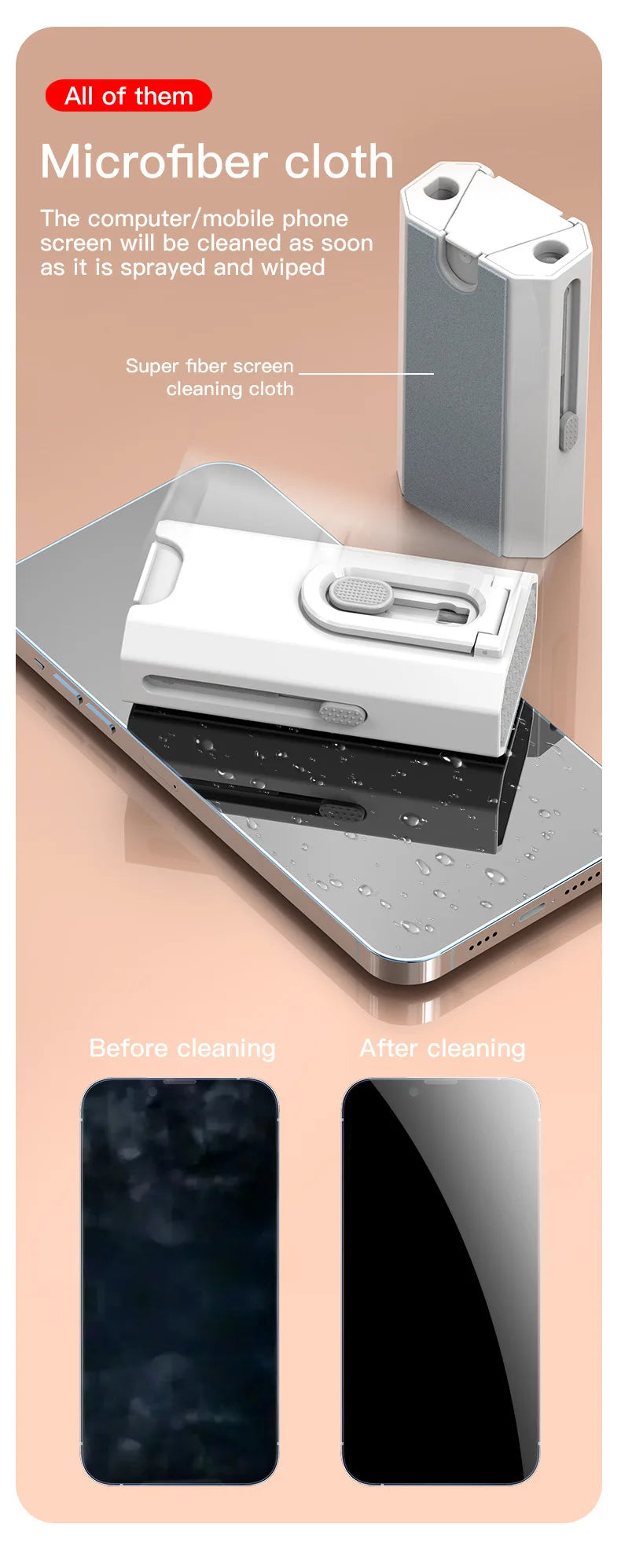 Multi-function Phone Tablet Keyboard Cleaning Kit for iPhone and AirPod headphone Brush Keyremover screen cleaner
