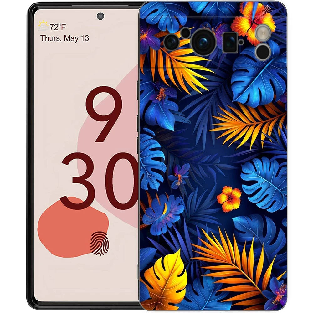 Leaves Monstera Green Phone Case For Google Pixel 10 9 8 7 6 Pro XL 9A 8A 6A 7A 5G Soft Shockproof TPU Black Cover