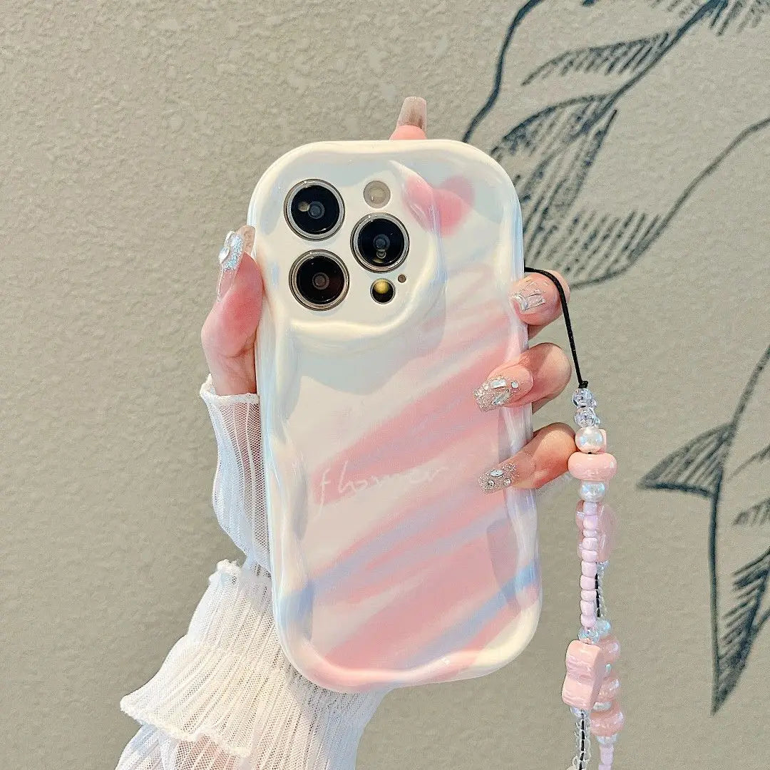 Pink Bow Pattern Chain Case For Samsung Galaxy S25 Ultra S22 S21 S20 Plus S21FE S20FE S25FE A31 Soft Silicone Cover