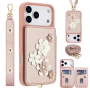 For iPhone 17 Pro Max iPhone Air Case, Wallet with Card Holder, Cute Flower Design Crossbody Purse,Magnetic Kickstand Shockproof