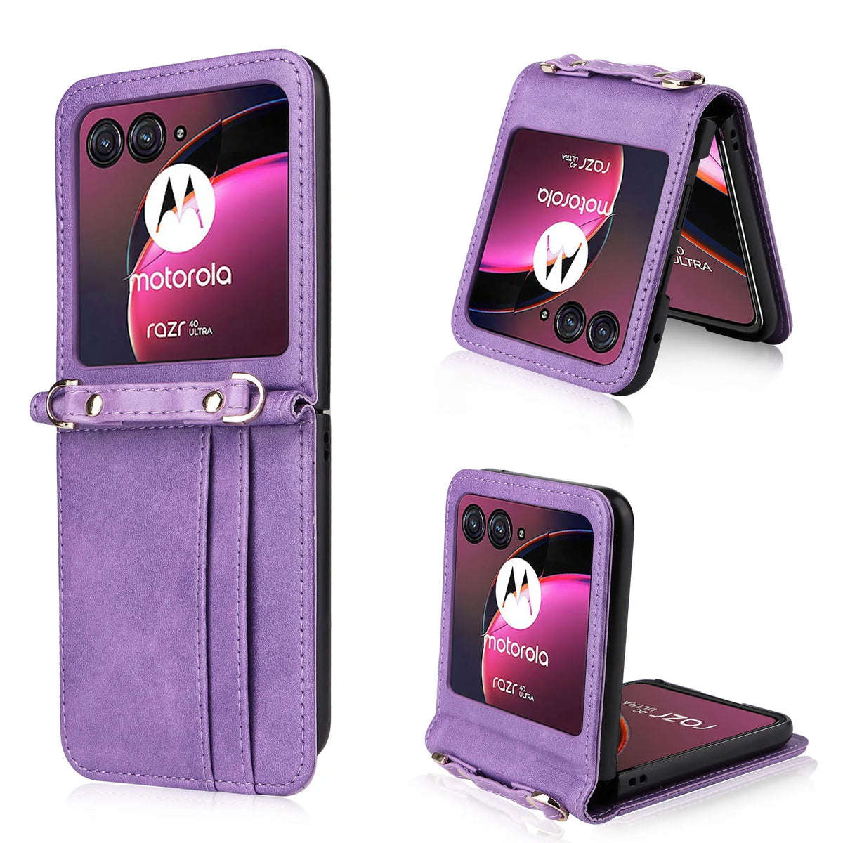 Leather Case For Motorola Razr 70 60 50 Ultra Moto Razr 40 Razr+ 2026 2025 2024 2023 Wallet Cover With Lanyard Card Holder Coque