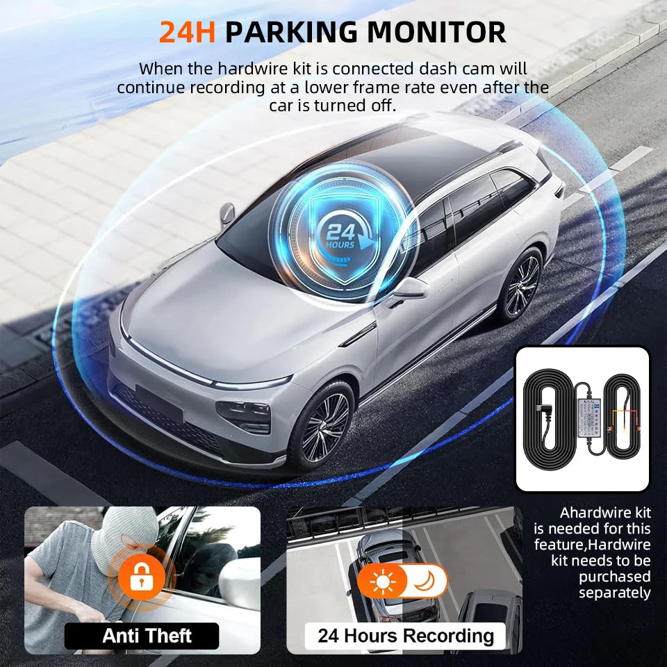 ACCEO Dash Cam 4k Front Lens Car Driving Recorder Built-in WiFi Optional 2K Rear Camera HD Night Vision Support GPS Car DVR