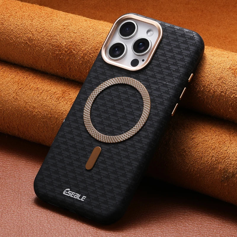 For Magsafe Magnetic Luxury Solid Color Triangle Pattern Phone Case for iPhone 17 Pro Max 15 13 14 16 Pro Max Bumper Back Cover