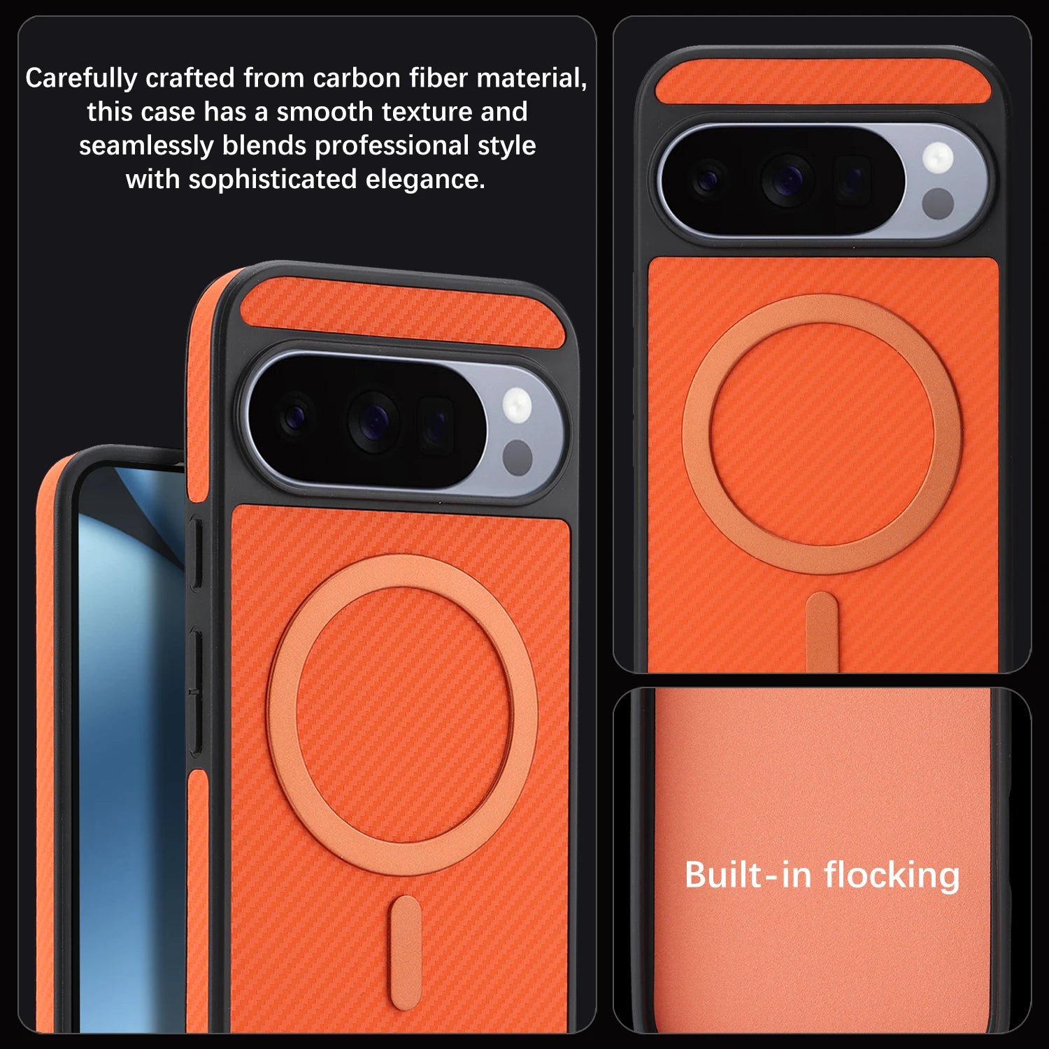 Luxury Carbon Fiber Magnetic Leather Phone Case For Google Pixel 10 Pro Xl 9A 9 Wireless Charging Shockproof Slim Cover