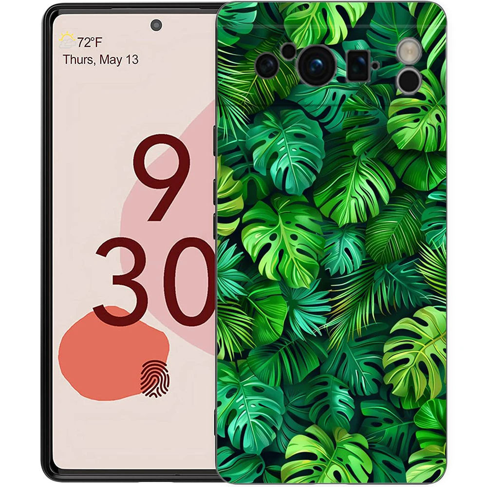 Leaves Monstera Green Phone Case For Google Pixel 10 9 8 7 6 Pro XL 9A 8A 6A 7A 5G Soft Shockproof TPU Black Cover