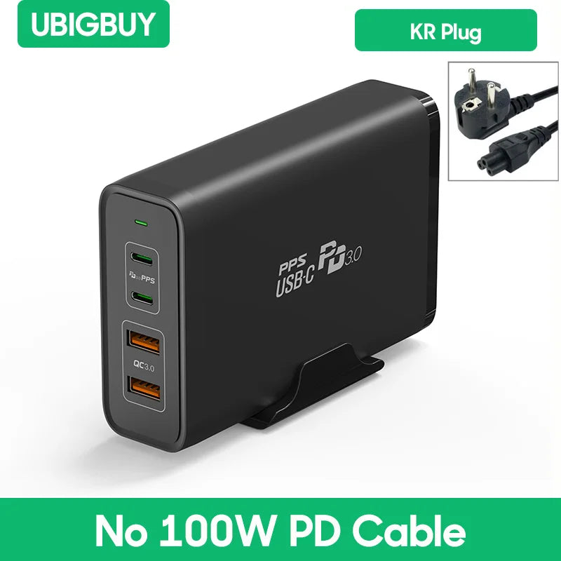 245W USB C Power Adapter 4 Ports GaN Desktop Charging Station PD100W PPS45W Fast Charger for MacBook iPhone 15 Samsung S23 Ultra