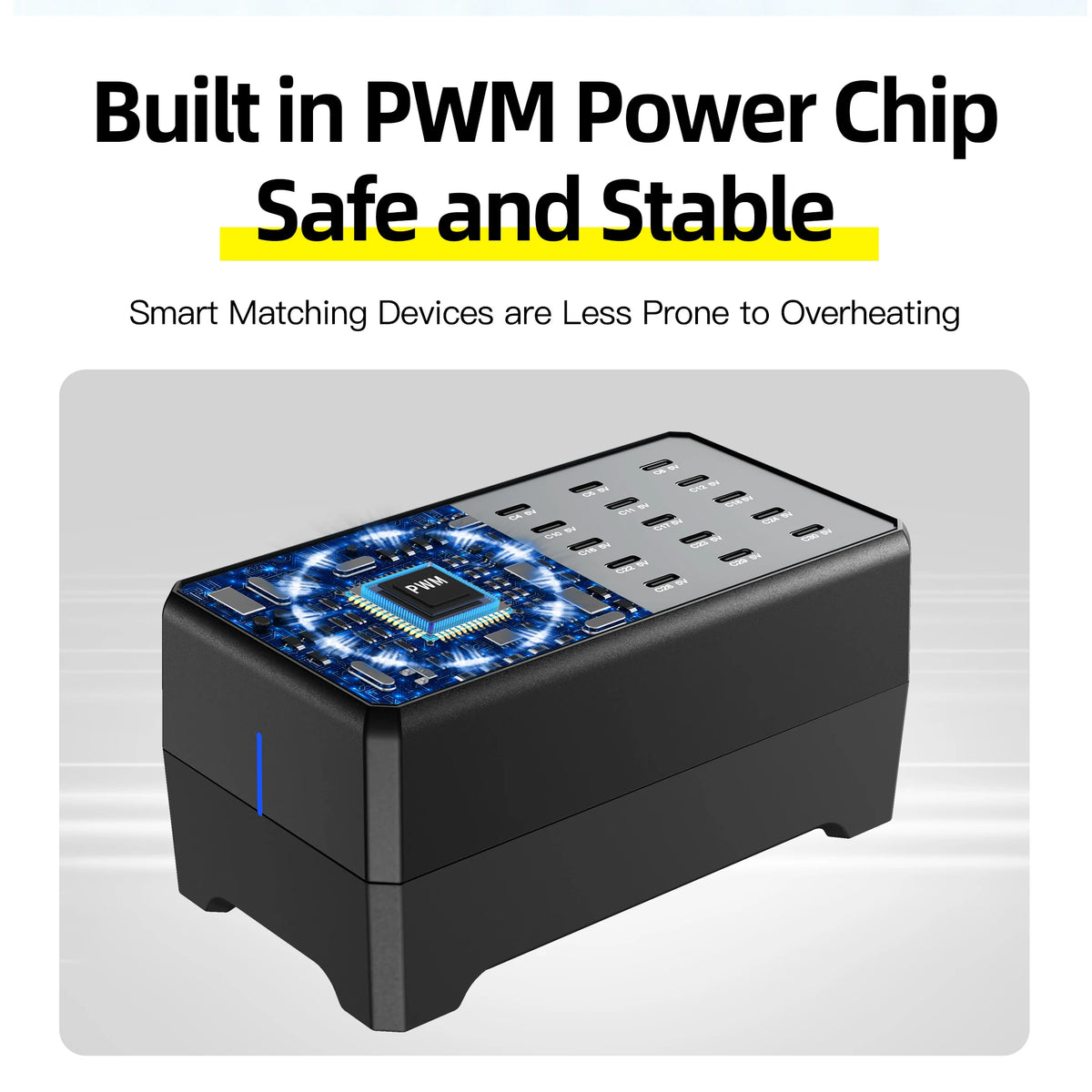100W 30-Port Type-C Multi-Device Desktop Charger: Rapid & Efficient Charging Hub for Phones and Tablets