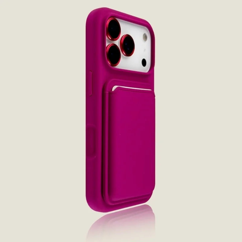 Luxury Magnetic Liquid Silicone Card Bag Phone Case For iPhone 12 13 14 15 16 17 Pro Max Plus Air For Magsafe Bumper Cover