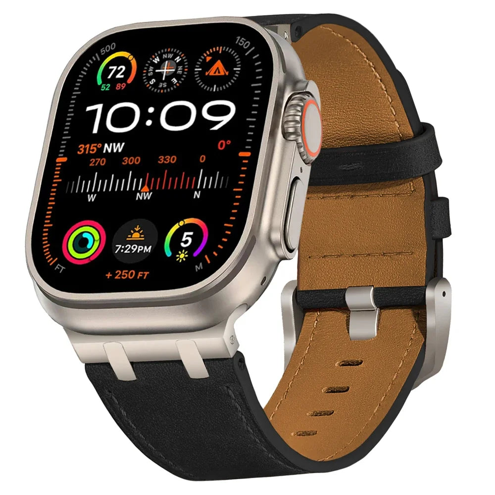 Ap Crazy horse pattern Leather strap For Apple watch band 44mm 45mm 46mm NEW Design bracelet series 5 6 SE 7 8 9 10 ultra/2 49mm