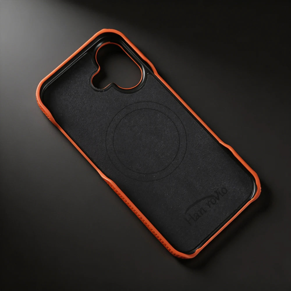 For Magsafe Lychee Pattern Genuine Leather Case for iphone 17 Pro Max Air 16 17e 16e 15 14 Plus 13 12 Mini Phone Case Back Cover