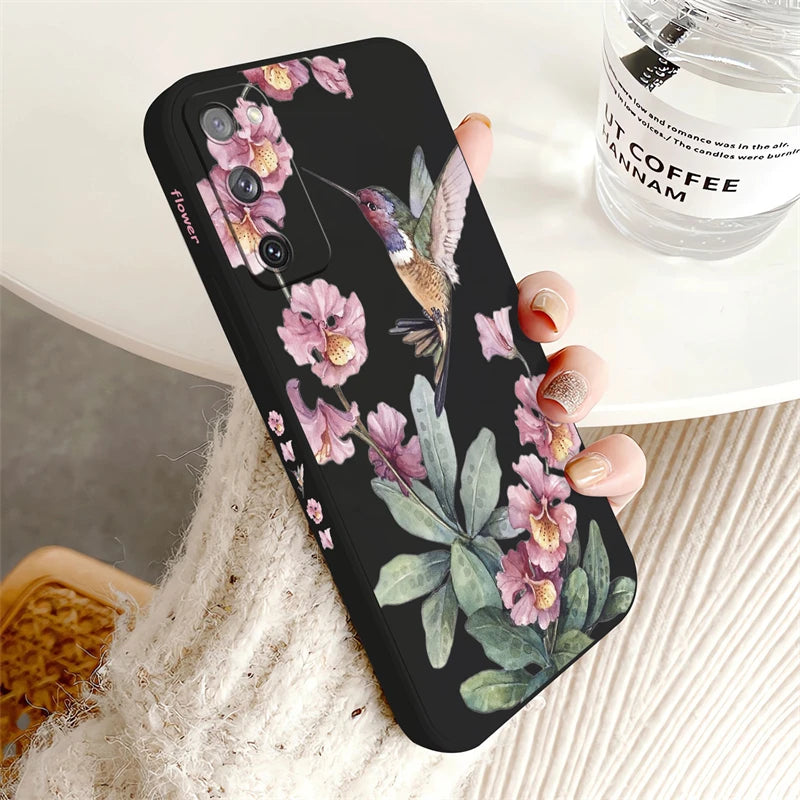 S24 Ultra Flowers Birds Pattern Case For Samsung Galaxy S10 S20 S21 S22 S23 S11E FE Lite Plus Ultra Silicone Phone Soft Cover