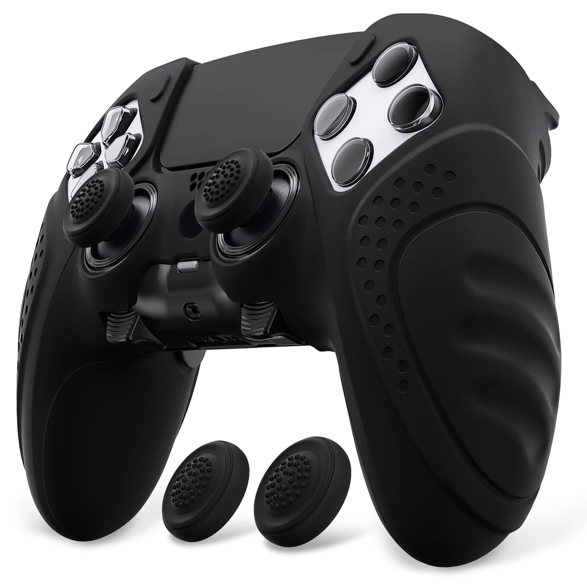 PlayVital Anti-Slip Silicone Cover for PS5 Edge Controller, Rubber Protector Case with Thumb Grip Caps - Guardian Edition Series