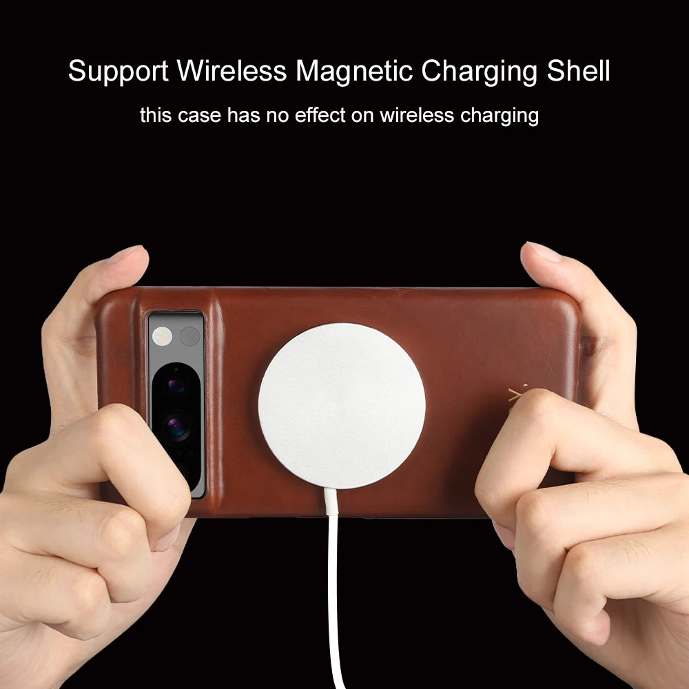 Vintag Oil Wax Magnetic Genuine Leather Case For Google Pixel 10 Pro XL 9 8Pro 6A 7Pro Aesthetic Phone Cover Back Coque Carcasa