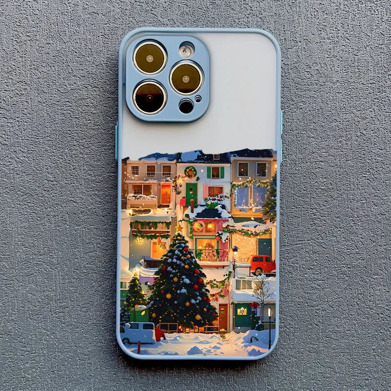 Ins Cartoon Christmas Style Phone Case For iPhone 17 16 Pro Max 15 14 13 12 11 Pro Max XR XS X 16 Plus Streetscape Phone Covers